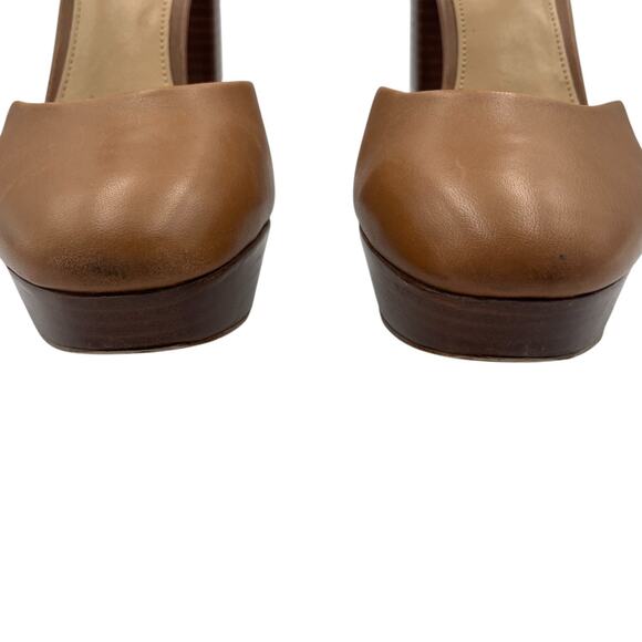 Michael Kors Sierra Platform Pumps Block High Heels D'Orsay Acorn Brown Size 9M - Picture 6 of 7
